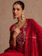 Janasya Women's Maroon Chanderi Silk Zari Yoke Embroidered Straight Kurta Set